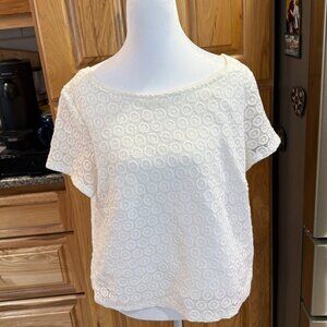 Lilly Pulitzer for Target White Lace Cropped Shirt,Large, New with out tags